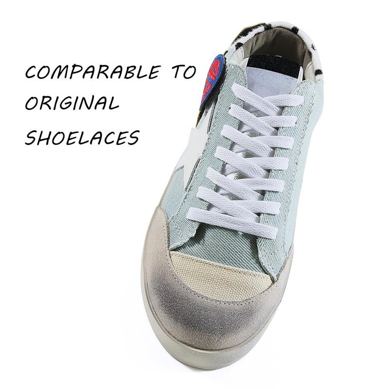 VSUDO 50" Flat Snow White Shoe Laces for Sneakers, Shoelaces for Sneakers, Replacements Shoe Strings for Women or Men (1 Pair-Snow White-127CM) - Image 2